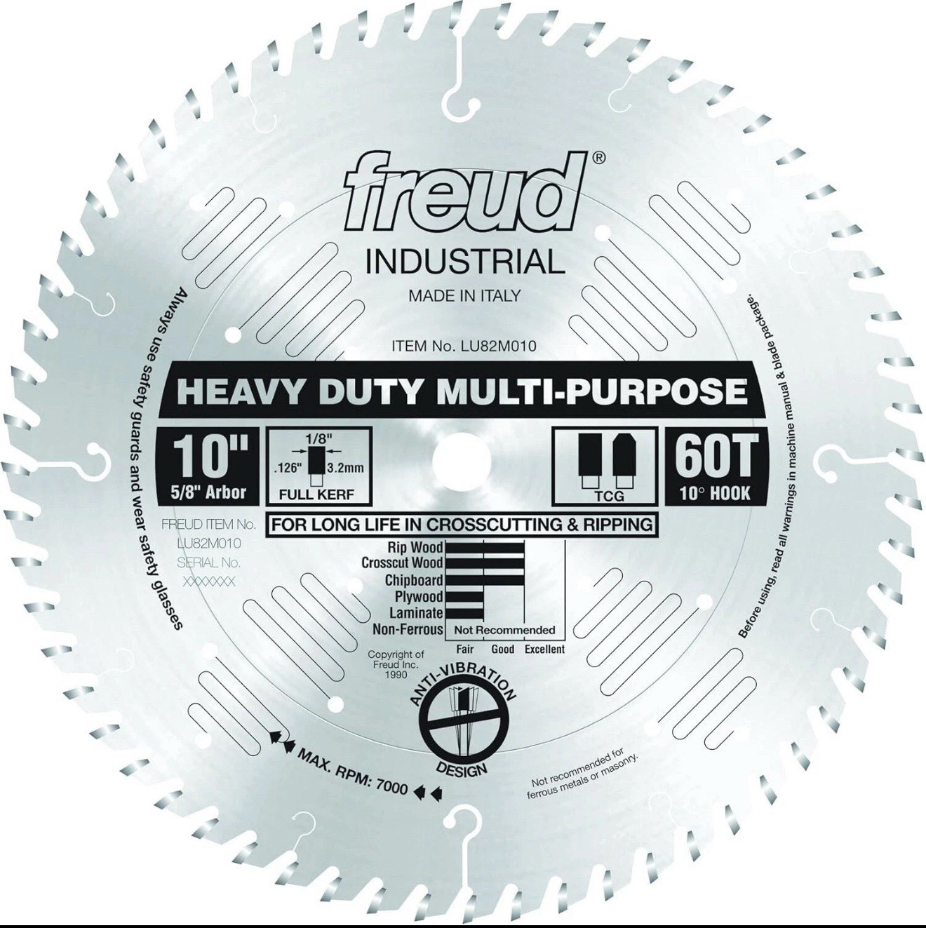 New Freud Industrial 10” Heavy Duty Multipurpose Laser Cut Saw Blade