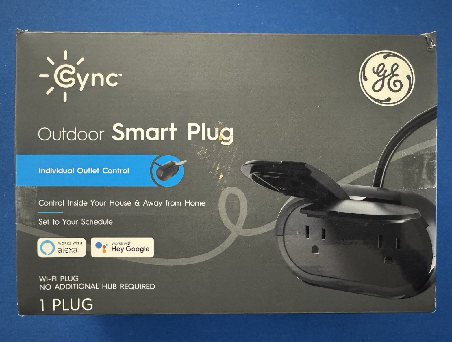 Cync by GE Outdoor Wi‑Fi Smart Plug 2 Outlets Individual Control Black
