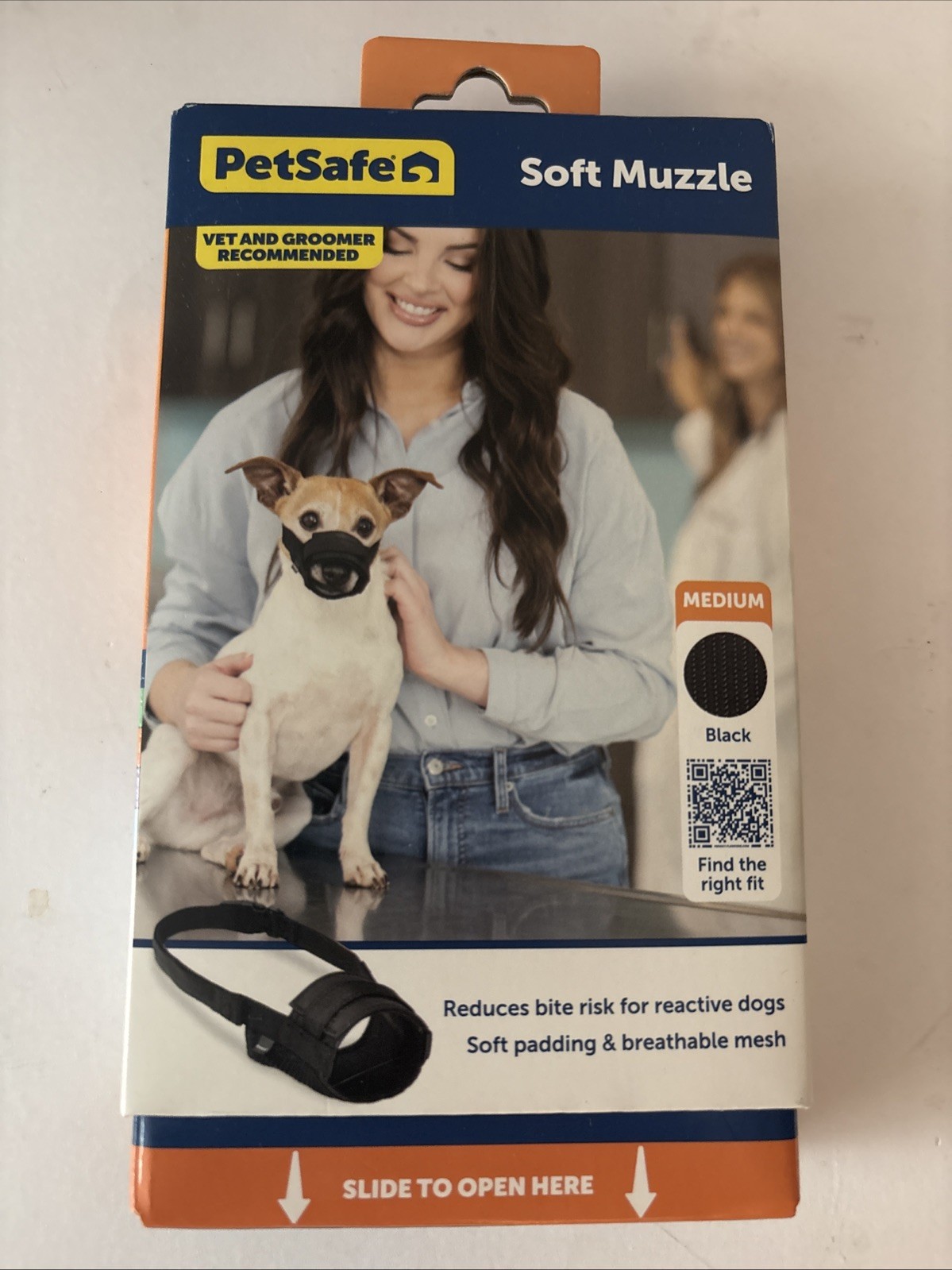 New PETSAFE Soft Muzzle for Medium Dogs Black Nylon Adjustable Padded Mesh