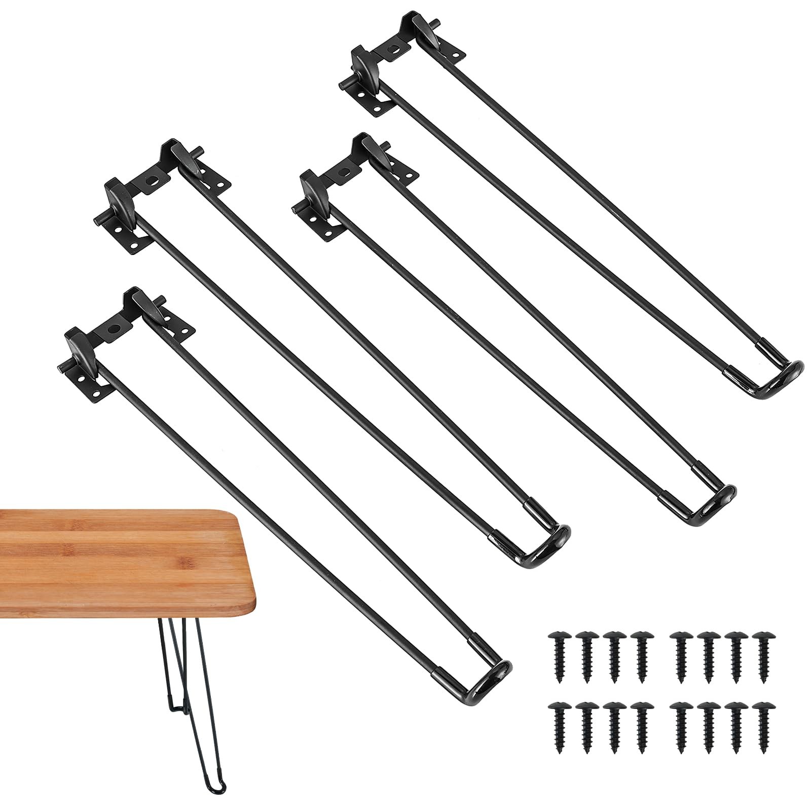 16.5"/41.9cm Foldable Hairpin Table Legs Furniture Legs Heavy Duty Metal Fold...