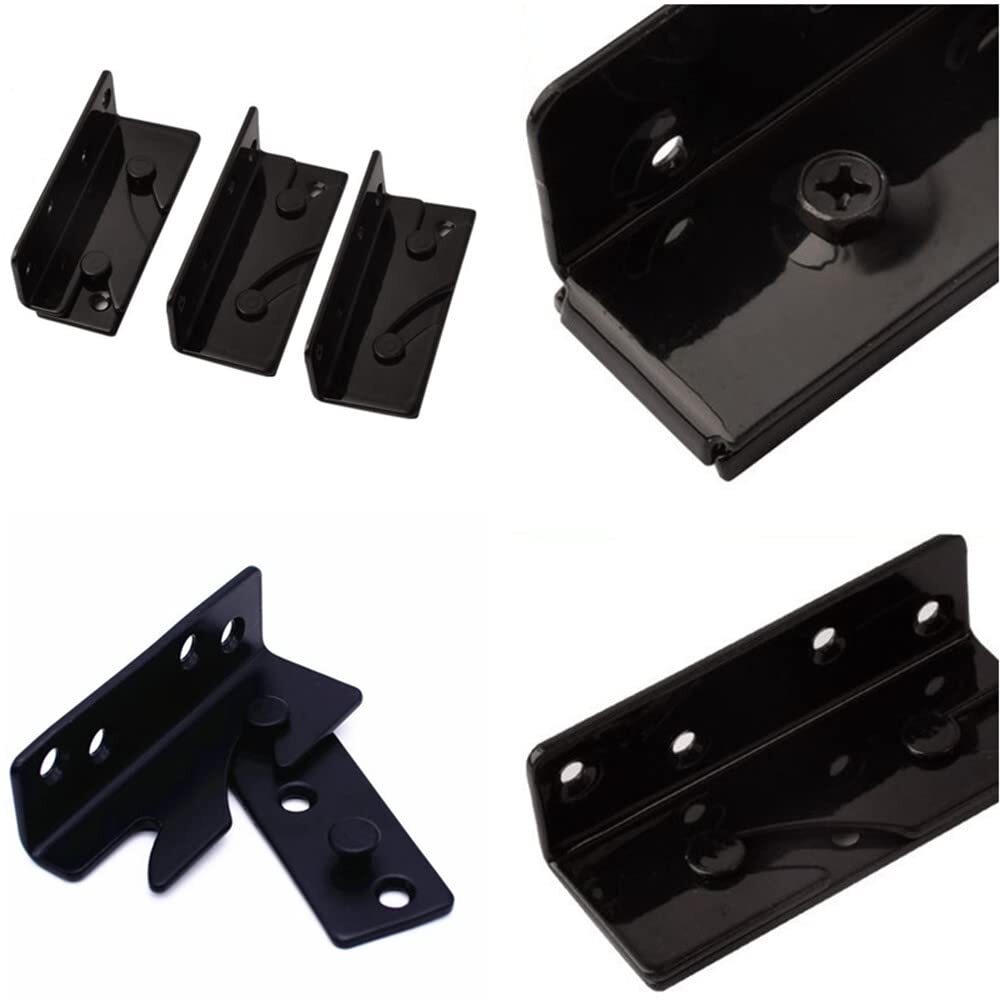 Bed Rail Bracket - Black Heavy Duty Non-Mortise Bed Rail Bracket Bed Rail Fas...