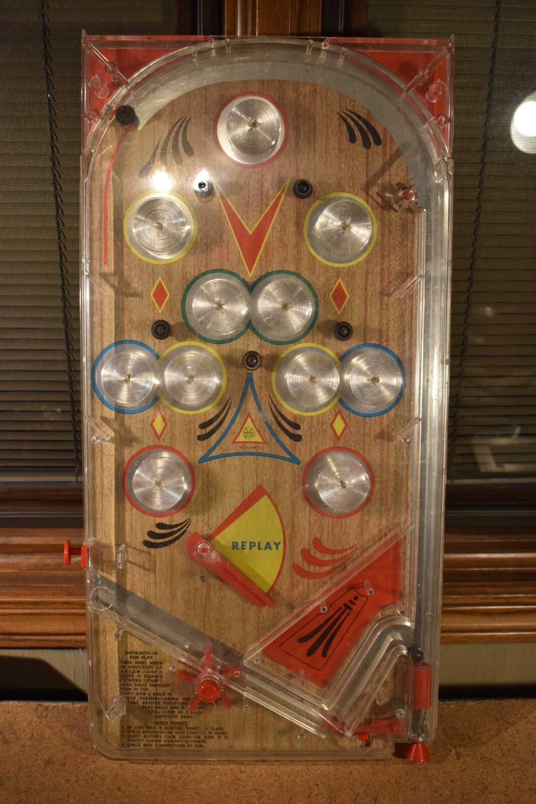Vintage Table Top Pinball Game - Missing Parts - FOR PARTS OR REPAIR