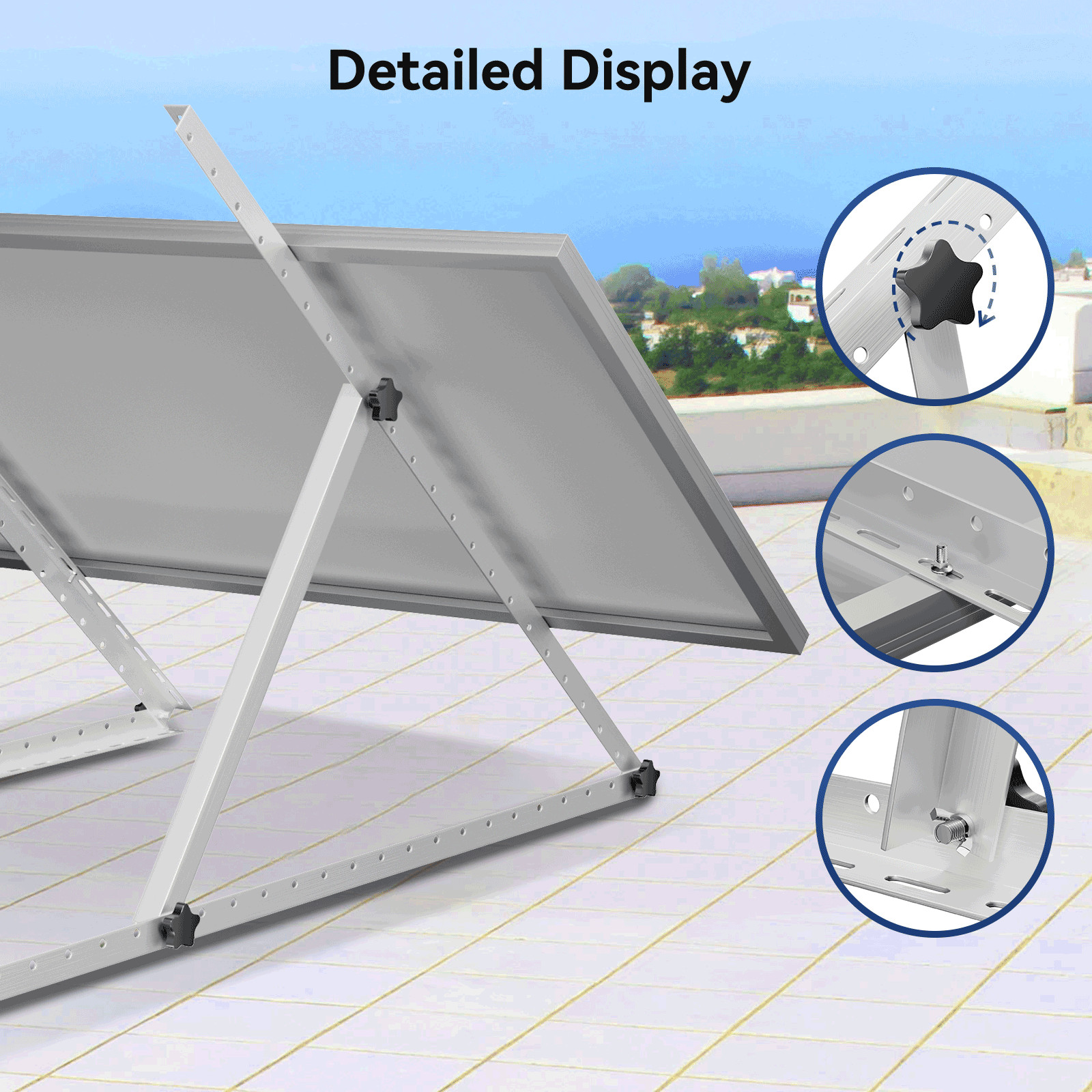 45 inch Adjustable Solar Panel RV Tilt Mount Brackets (2 Set) RV Kit System Flat