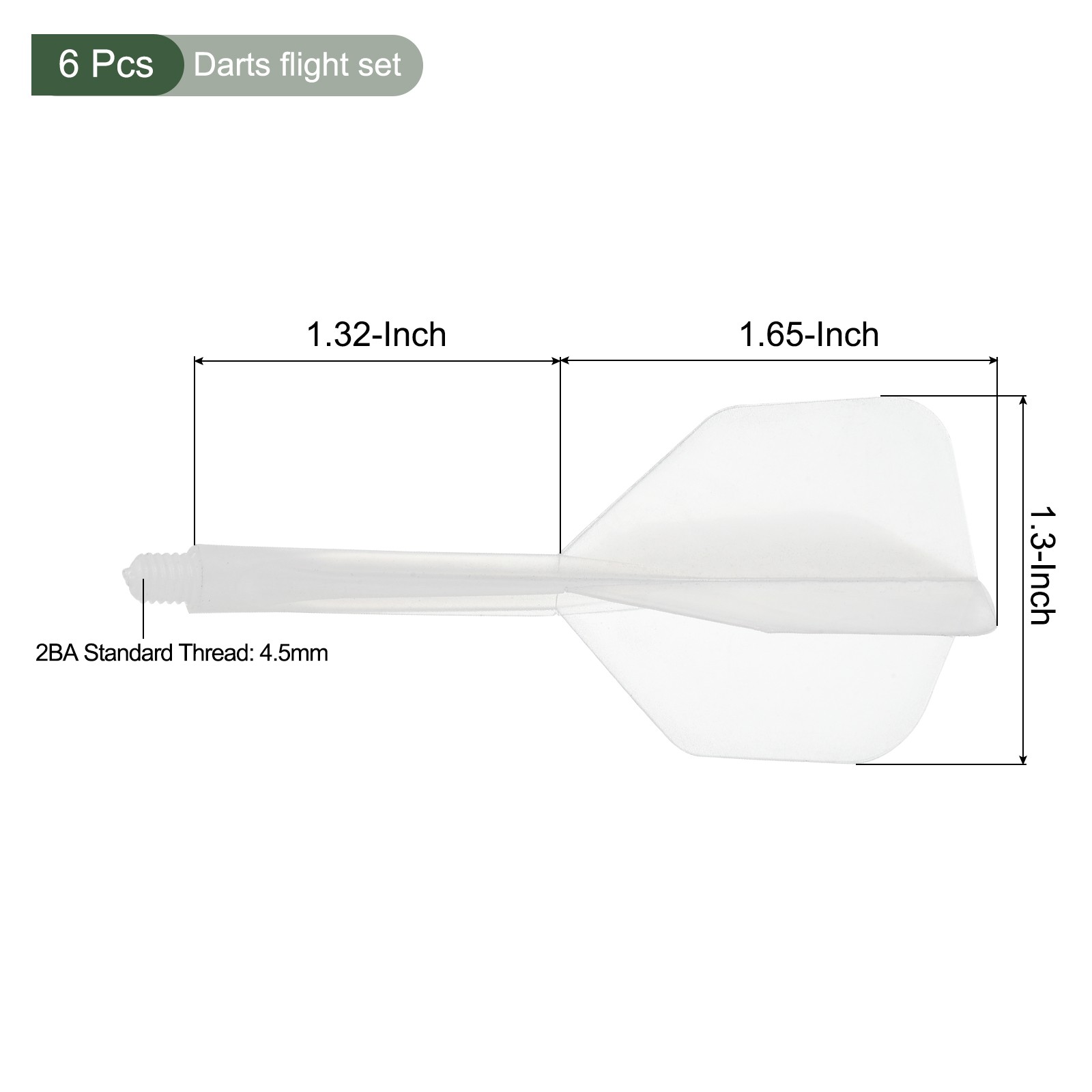 6Pcs Integrated Dart Shaft Flights,Durable Darts Flights Set(Clear)