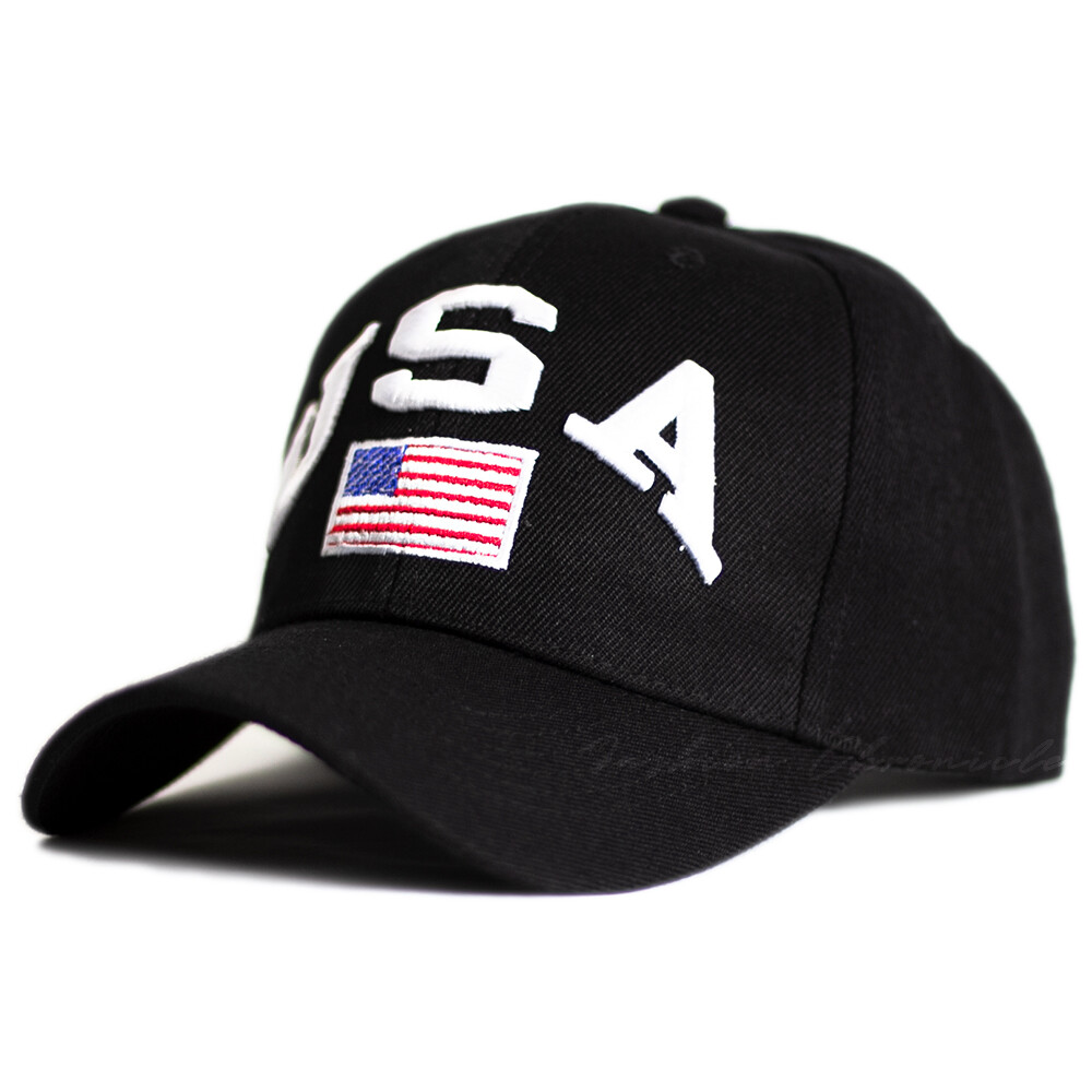 USA Baseball Cap American Flag Hat Patriotic Embroidered Adjustable Curved Men