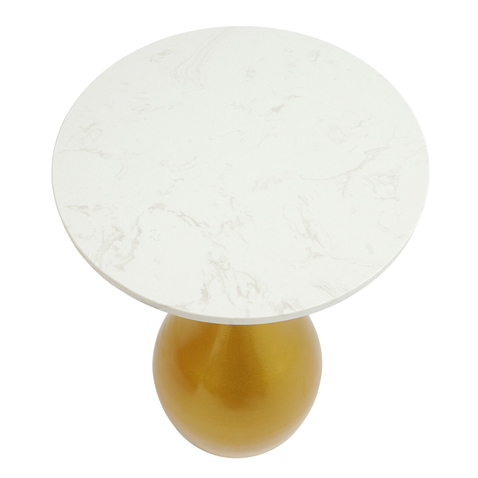 13.78 Inch Marble Sofa Side Table Modern Round Accent Table For Small Spaces