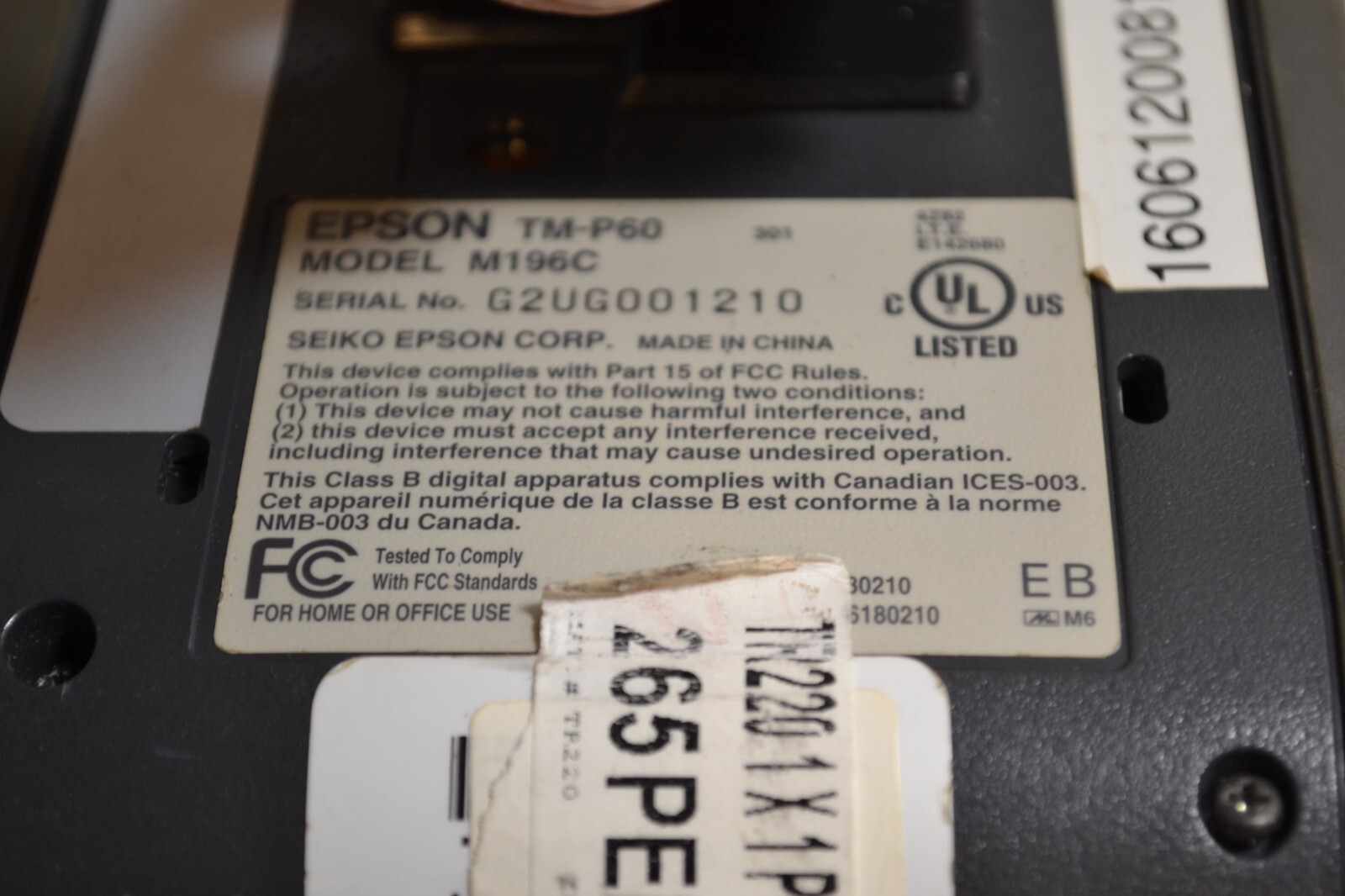 GENUINE EPSON Printer TM-P60, M196C