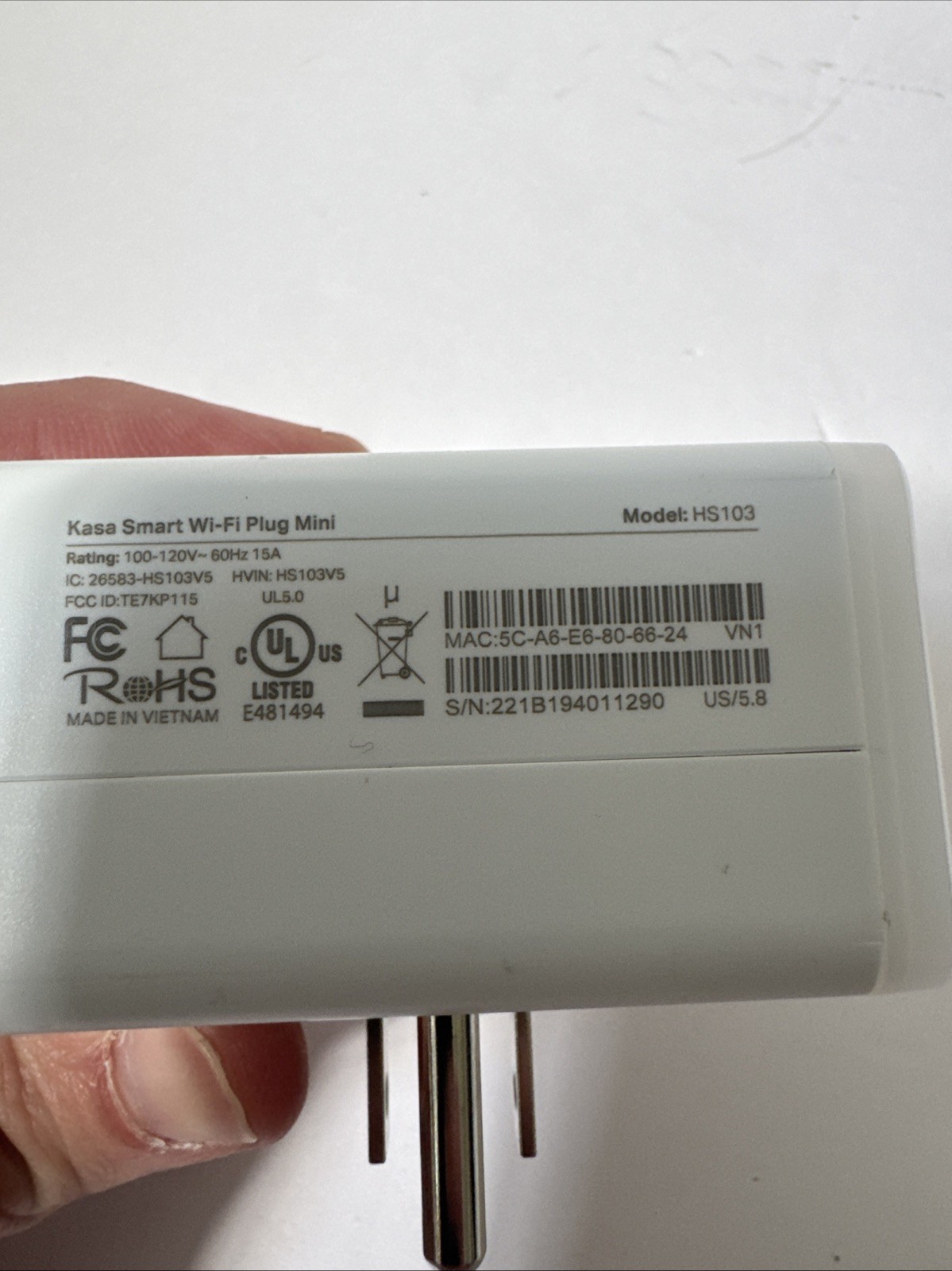 TP-LINK HS103 Kasa Smart Wi-Fi Plug Lite