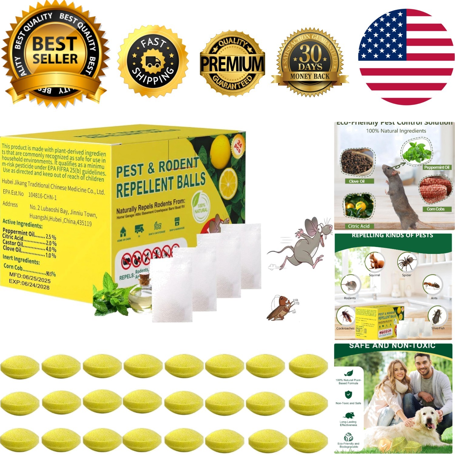 Mouse Rodent Repellent – Peppermint Lemon Oil Rodent & Insect Repellent Balls...