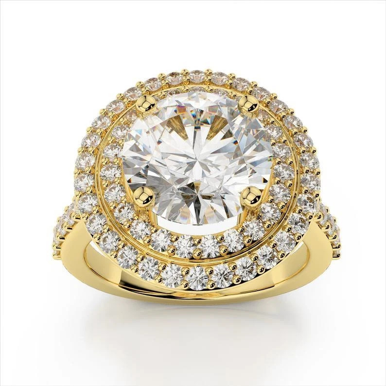 Lab-Created 2.20 Ct Round Cut VVS1 Diamond Wedding Ring 14K Yellow Gold Finish