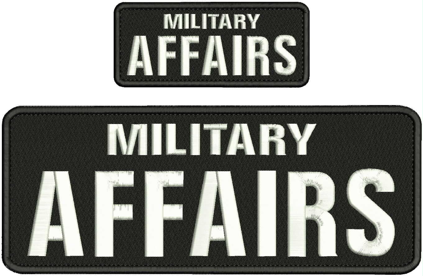 M AFFAIRS EMBROIDERY PATCH 4X11 AND 2X5 HOOK ON BACK  BLK/WHITE