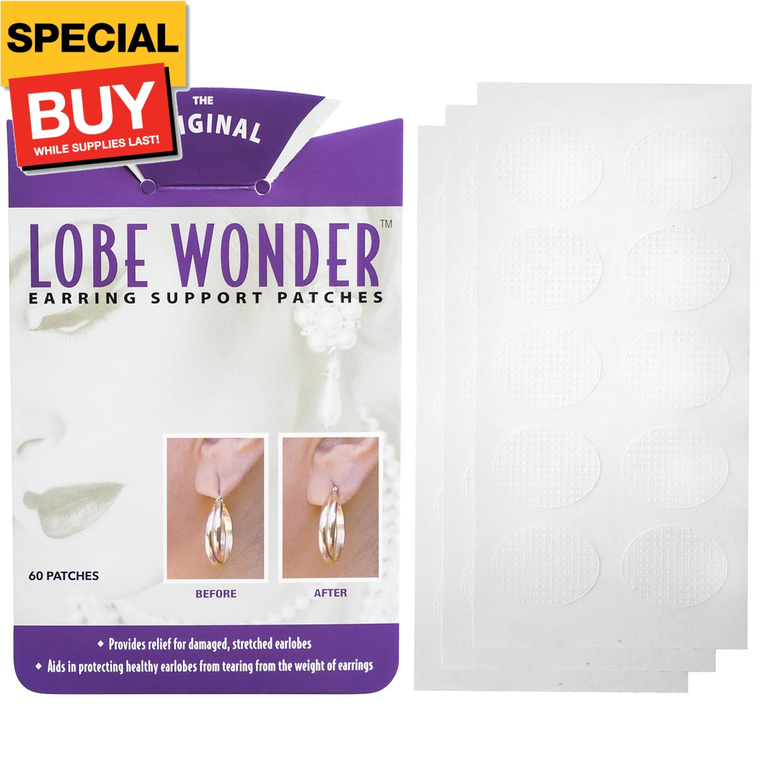 - the ORIGINAL Ear Lobe Support Patch for Pierced Ears - Eliminates