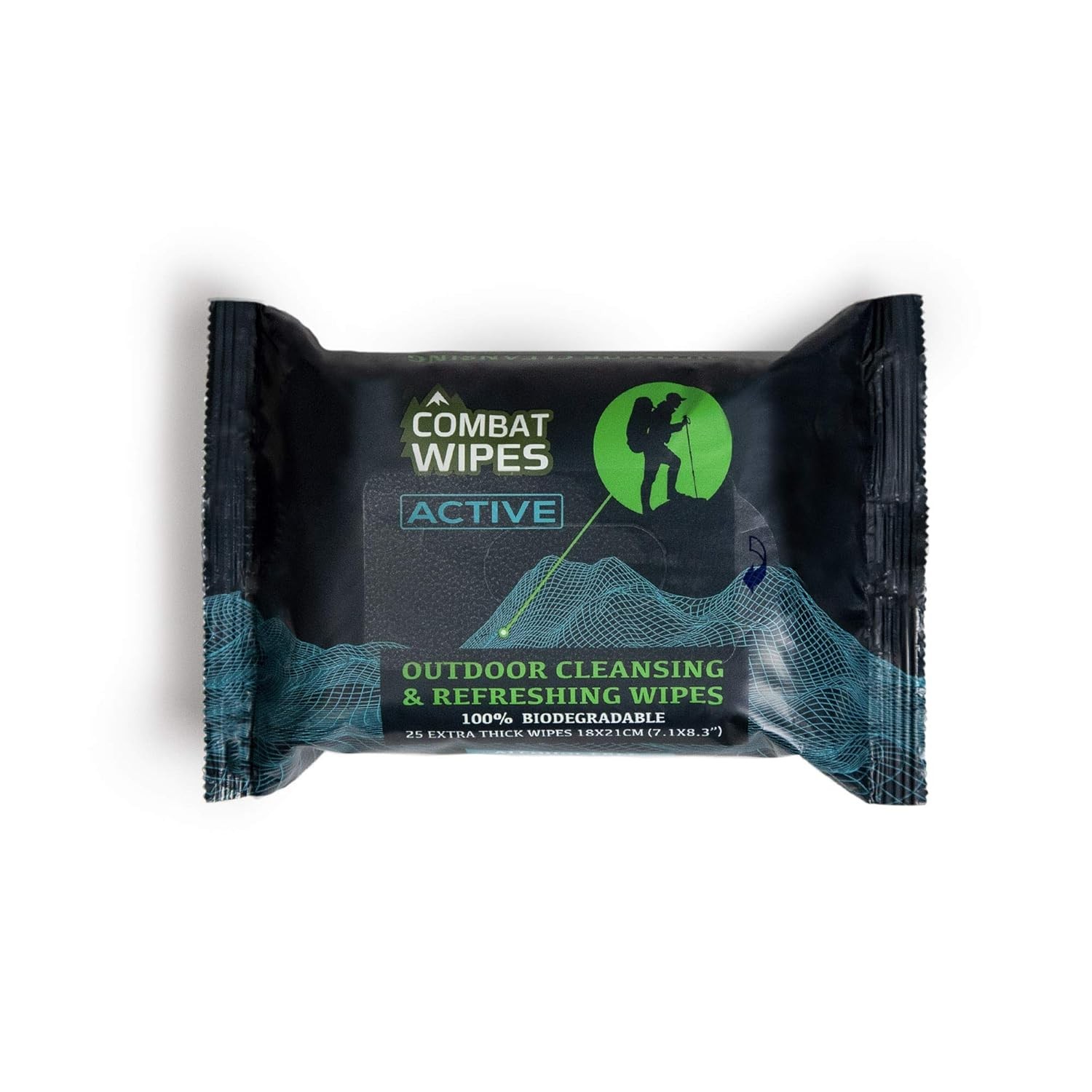 Combat Wipes ACTIVE Outdoor Wet - Extra 25 Count (Pack of 1), Active