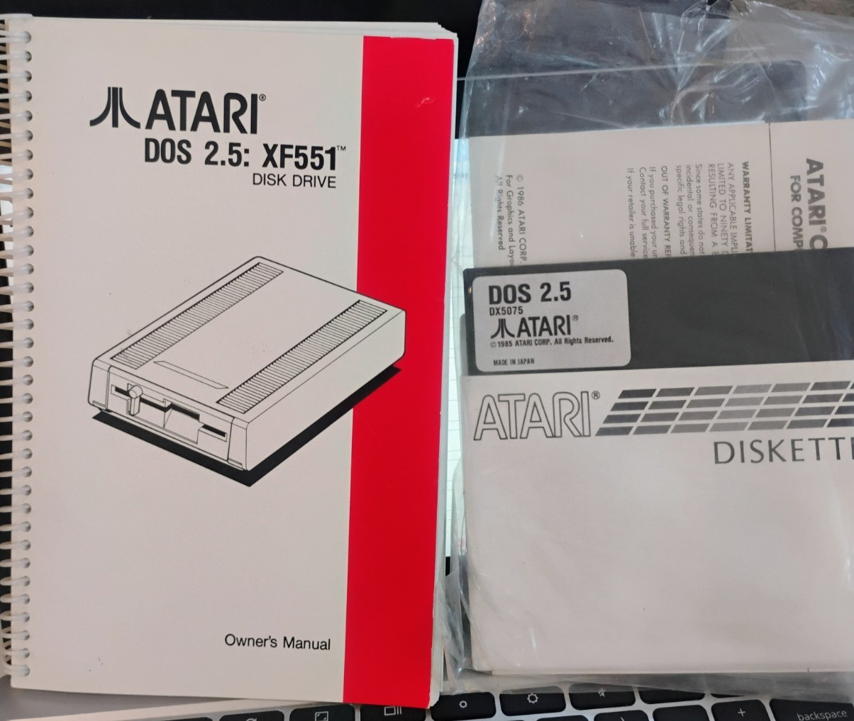 Atari OWNERS MANUAL FOR XF551 Disk DRIVE w/DOS 2.5 Disk NEW 400/800/XL/XE