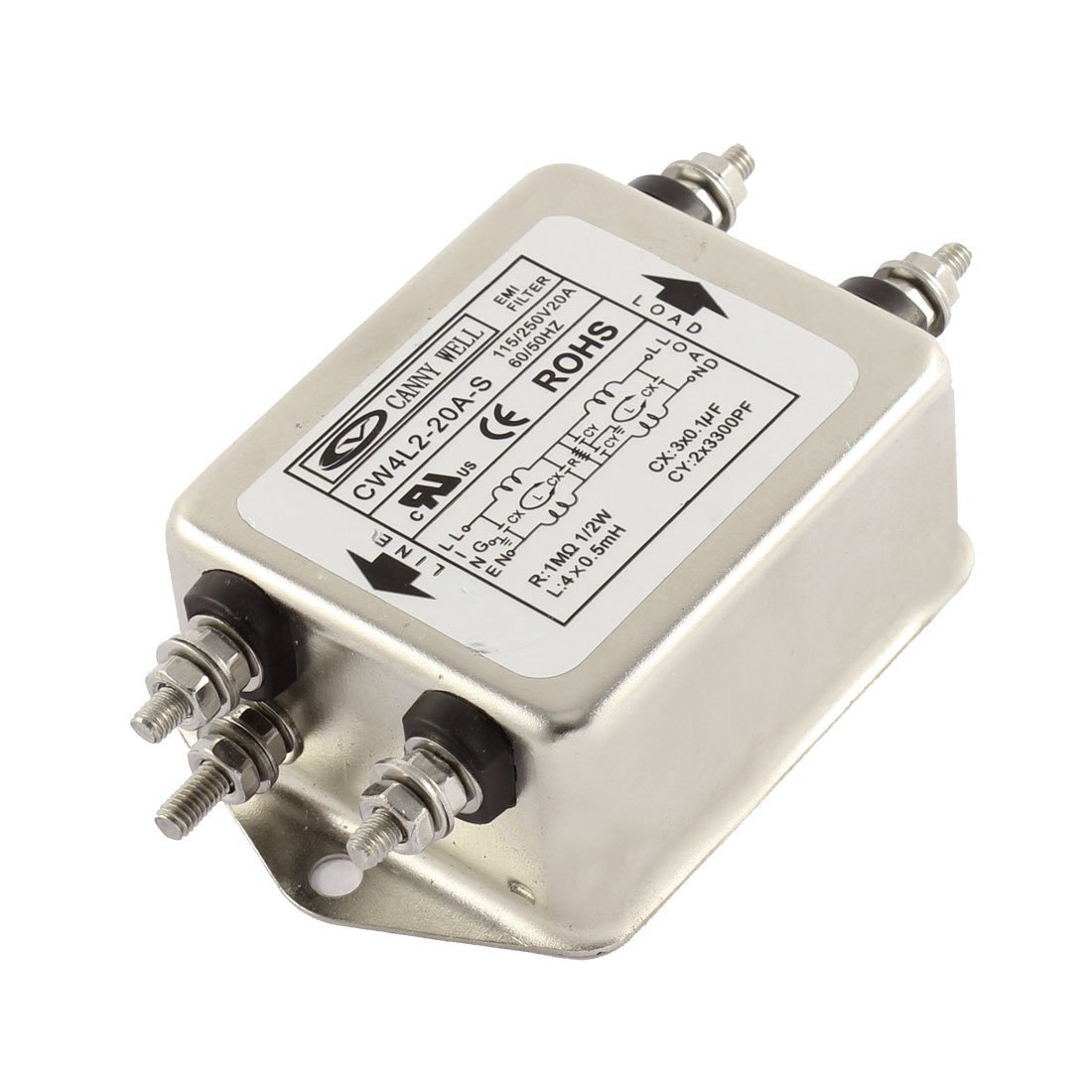 Uxcell AC 115/250V 20A CW4L2-20A-S Noise Suppressor Filter