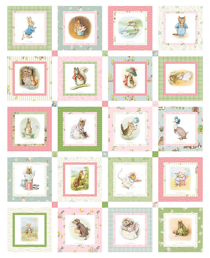 Riley Blake Peter Rabbit & Friends 36"x43" Fabric Panel ~ Cheater Baby Quilt Top