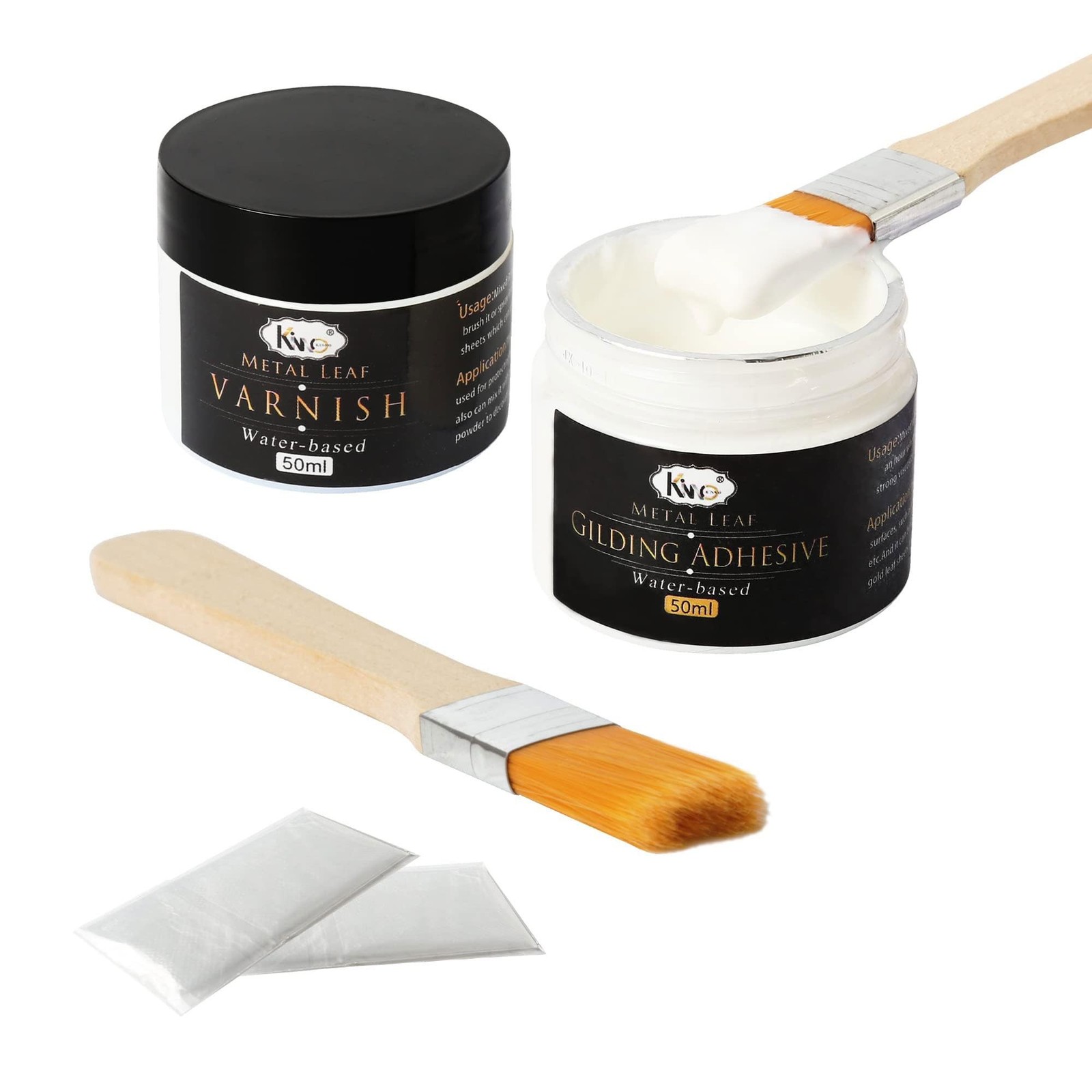 Gilding Adhesive, Gold Leaf Adhesive Kit, 50ml Gilding Epoxy Glue and 50ml Va...