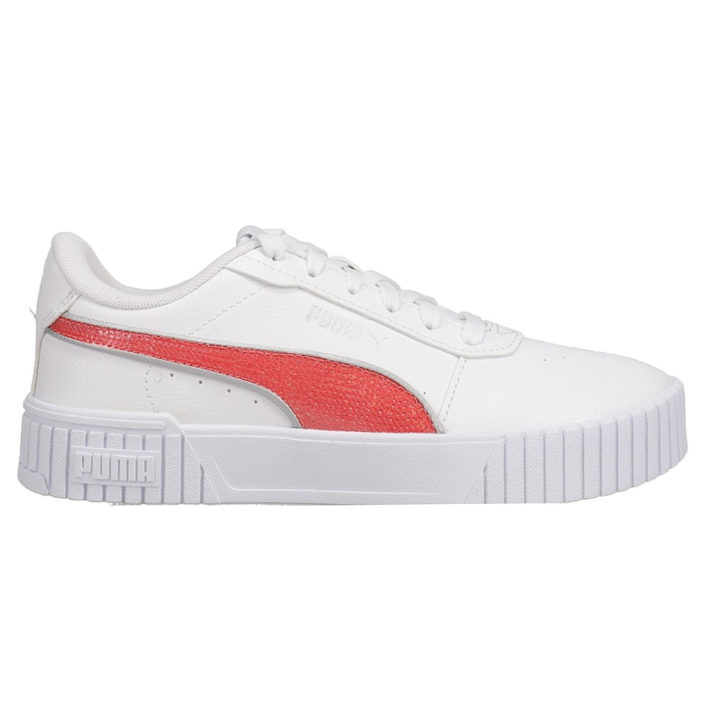PUMA Carina 2.0 Glitzy Lace Up  Youth Girls White Sneakers Casual Shoes 38618201