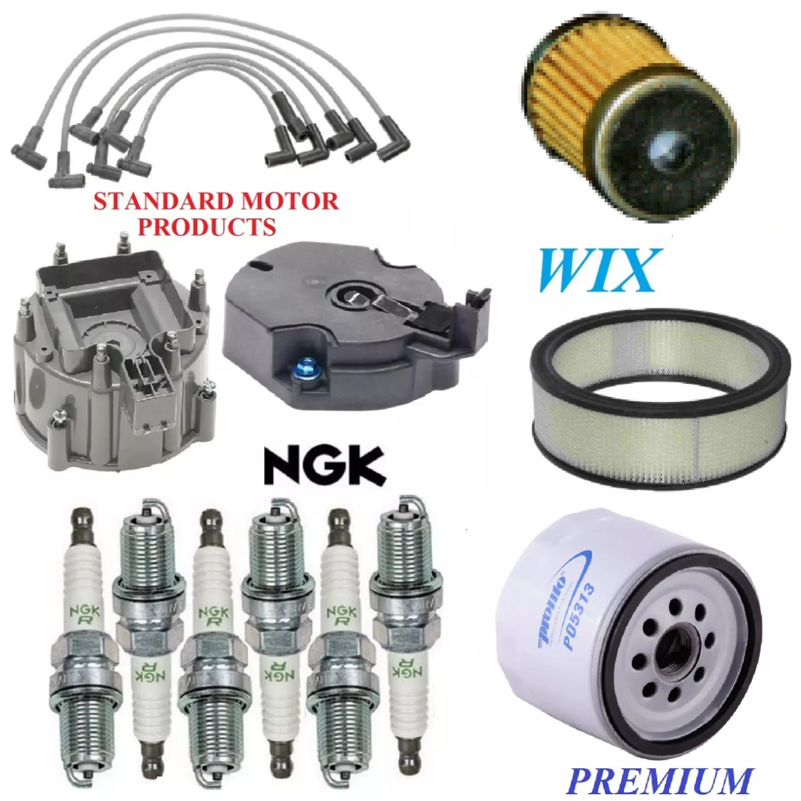 Tune Up Kit Air Oil Fuel Filters Cap Wire Spark Plugs For GMC V3500 L6 4.8L 1988