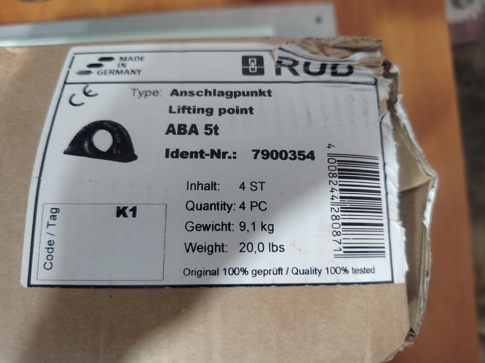 RUD ABA 5t - 4pcs lifting point for welding, loadable from any direction
