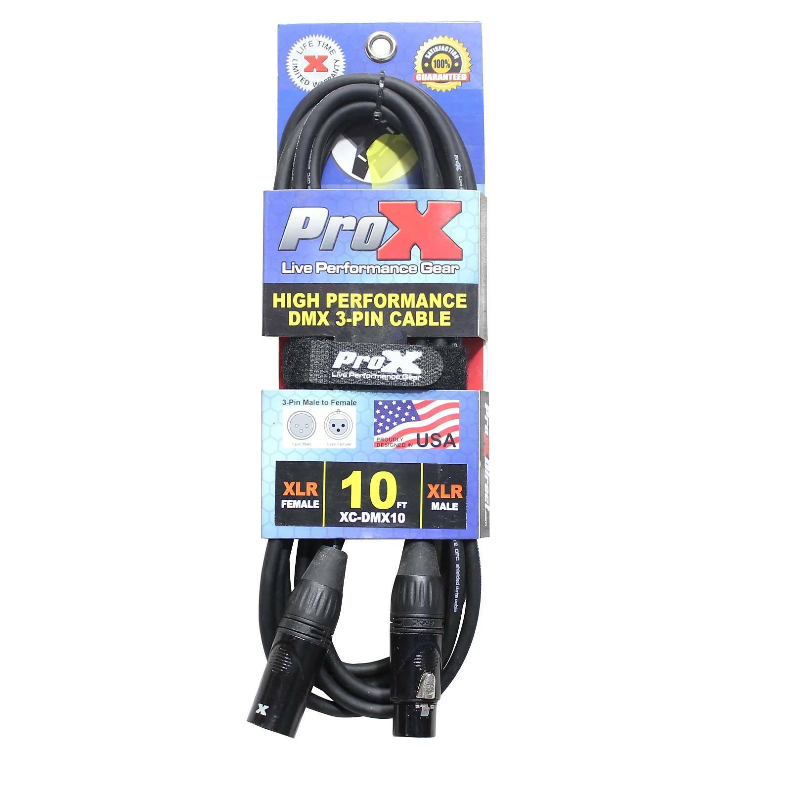 15 DMX Cables 3 Pin 10 ft DJ Lighting Shielded Data Cable- High Performance PROX