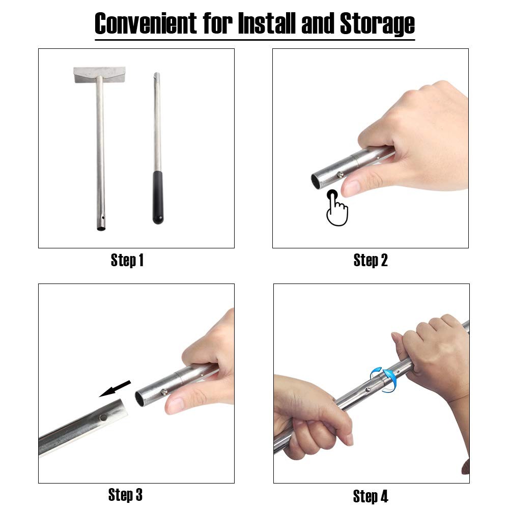 32" Charcoal Grill Rake Stainless Steel Ash Tool for Kettle Grill Pizza Oven