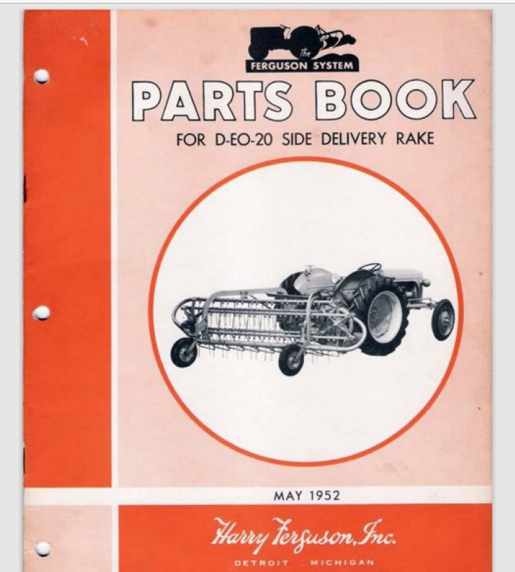 Massey Ferguson D-EO-20 side delivery rake parts book Exploded views parts lists