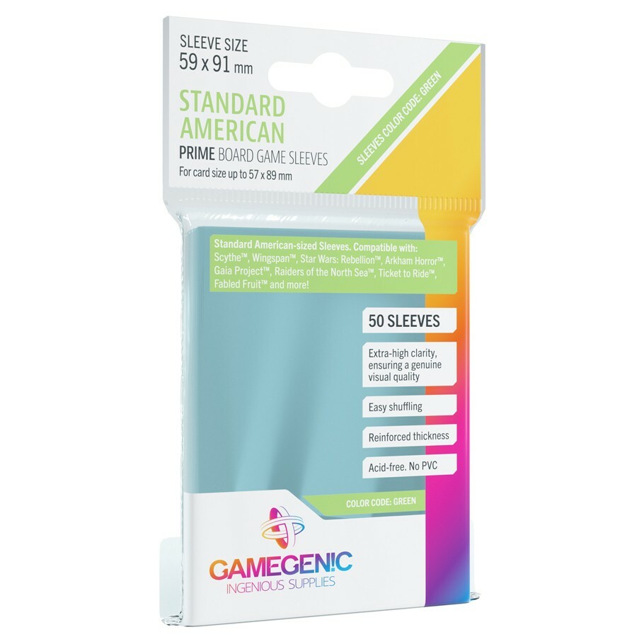 GameGenic Prime Board Game Card Sleeves: Standard American - Green Label, 50/pk