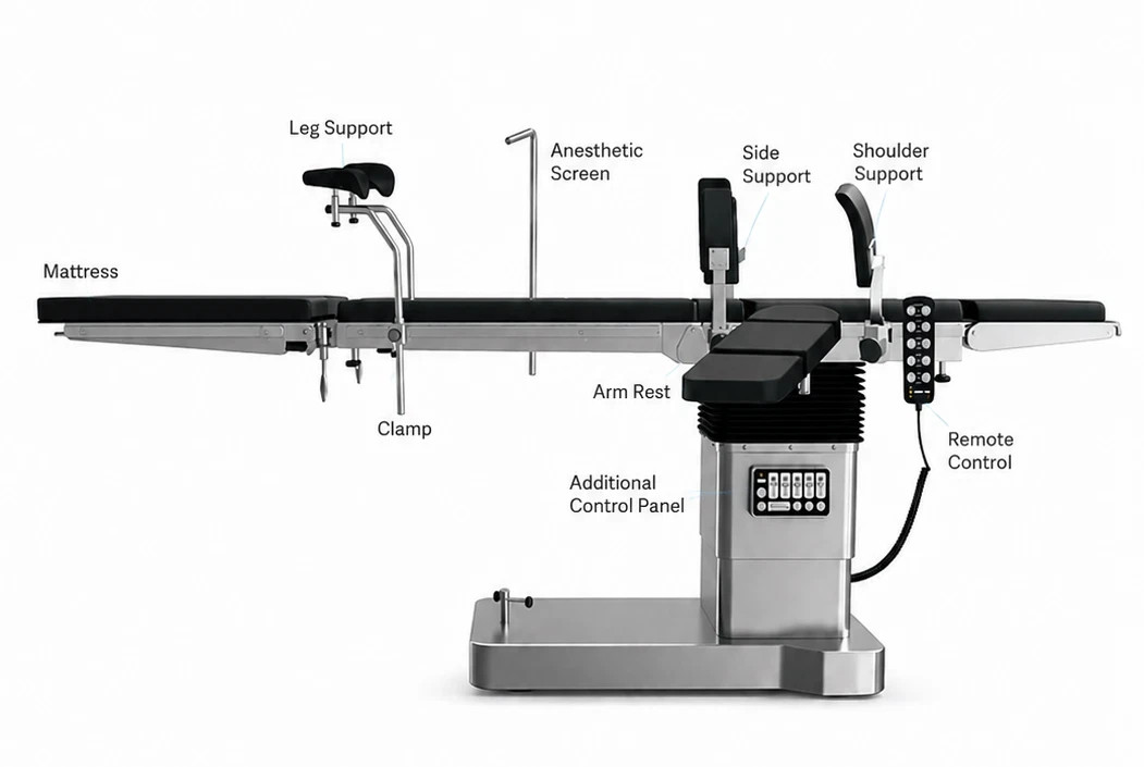C-ARM COMPATIBLE SURGICAL TABLE ELECTRIC OPERATING ROOM W/ REMOTE OT TABLE *