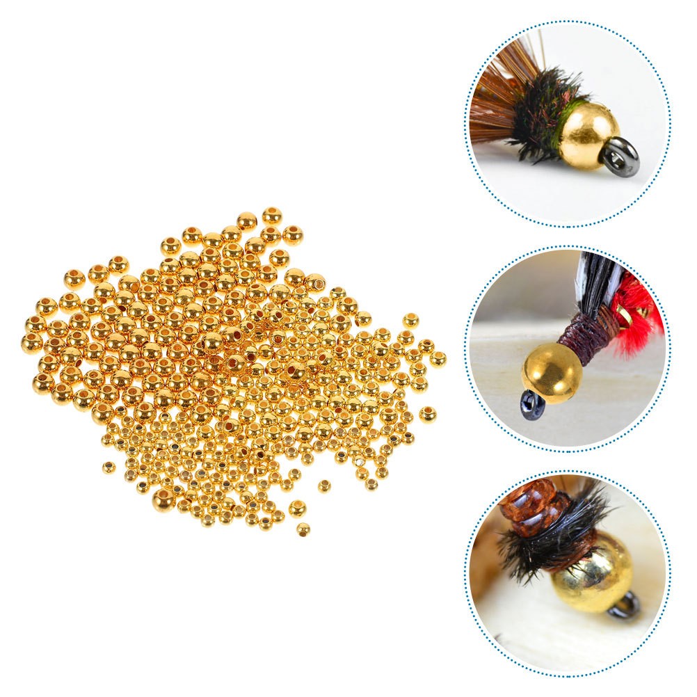 600 Pcs Golden Plastic Fishing Line Beads Small Fly Tying Beads for Sea