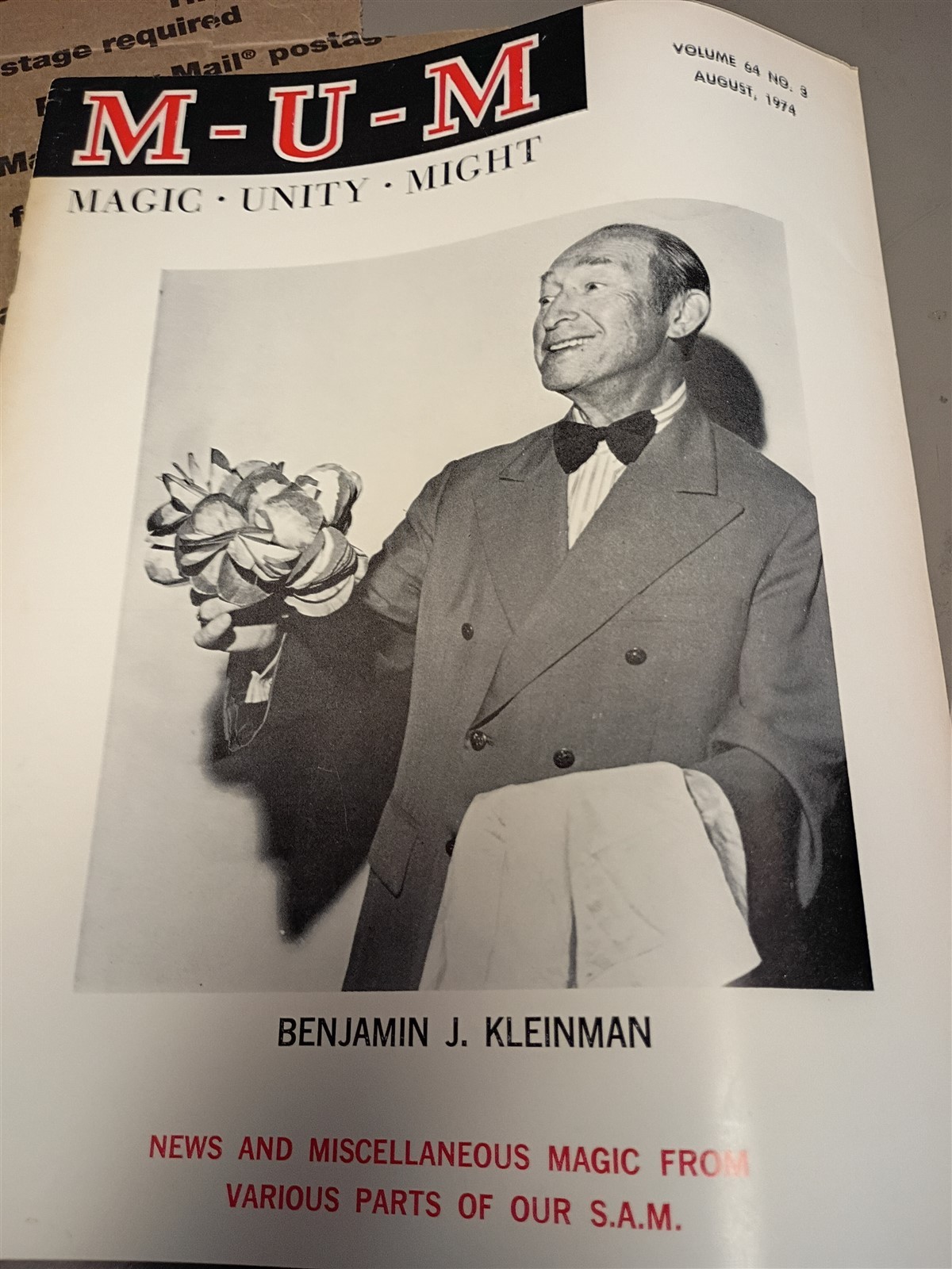 Benjamin J. Kleinman MUM Society of American Magicians Magazine August 1974 #13