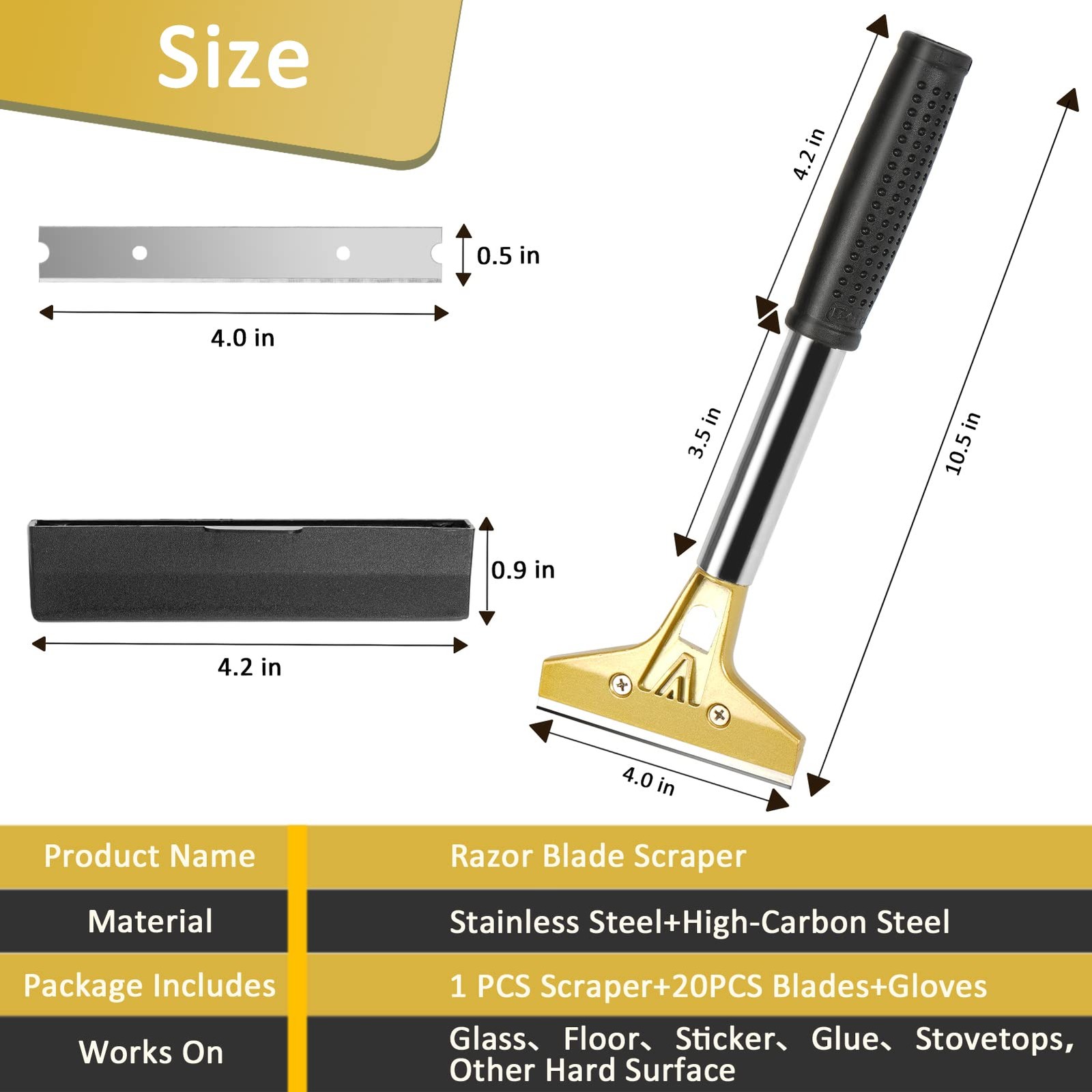 wanguan Razor Blade Scraper,Floor Scraper Tool with 20PCS Extra 4 inch