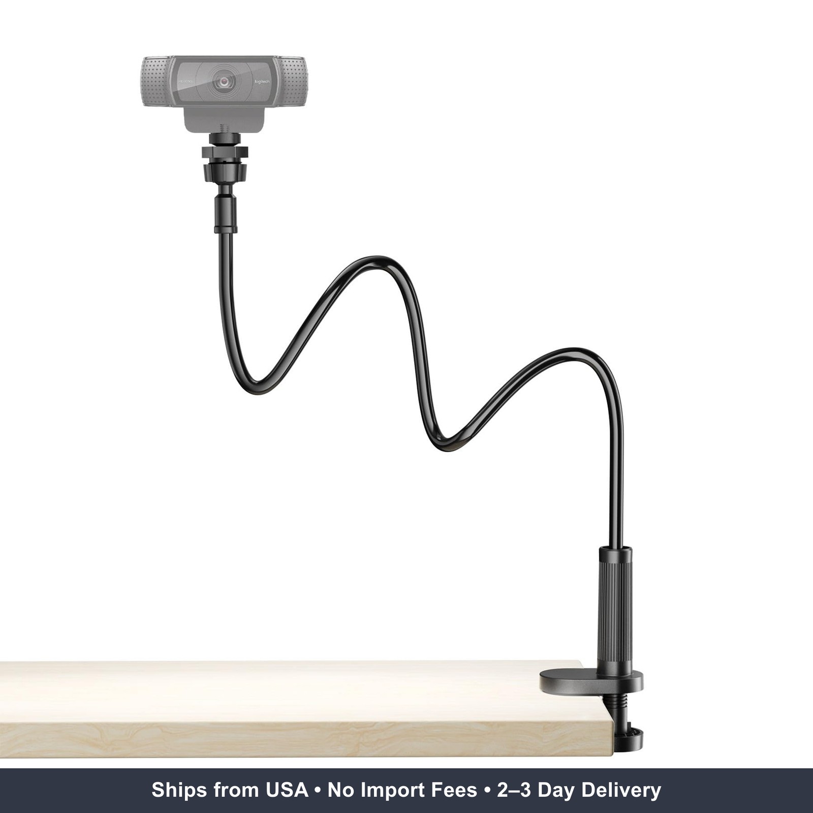 Flexible Webcam Stand Mount for Desk, Gooseneck Webcam Tripod with Clamp, Deskto