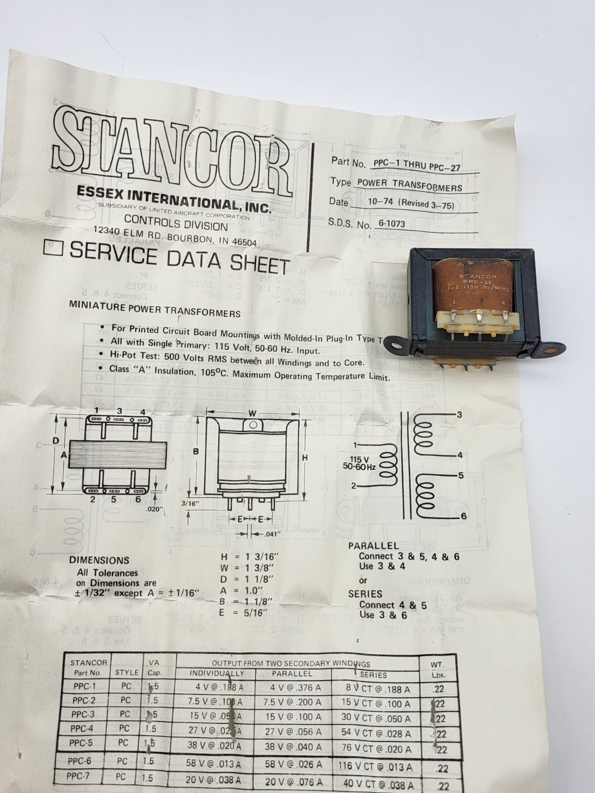 Stancor PPC-26 Transformer NOS Original box