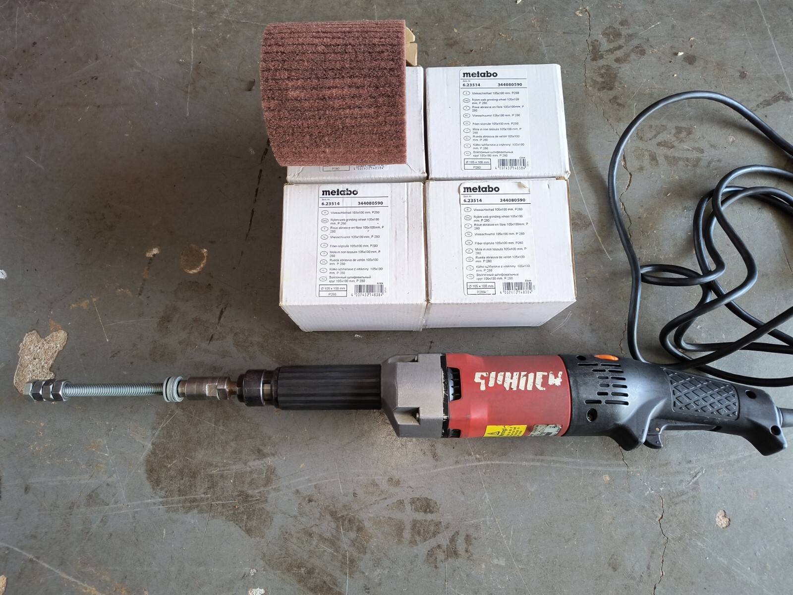 Suhner Electric Variable Speed Straight Grinder Polisher USK 6R & 4 - Flap Drums