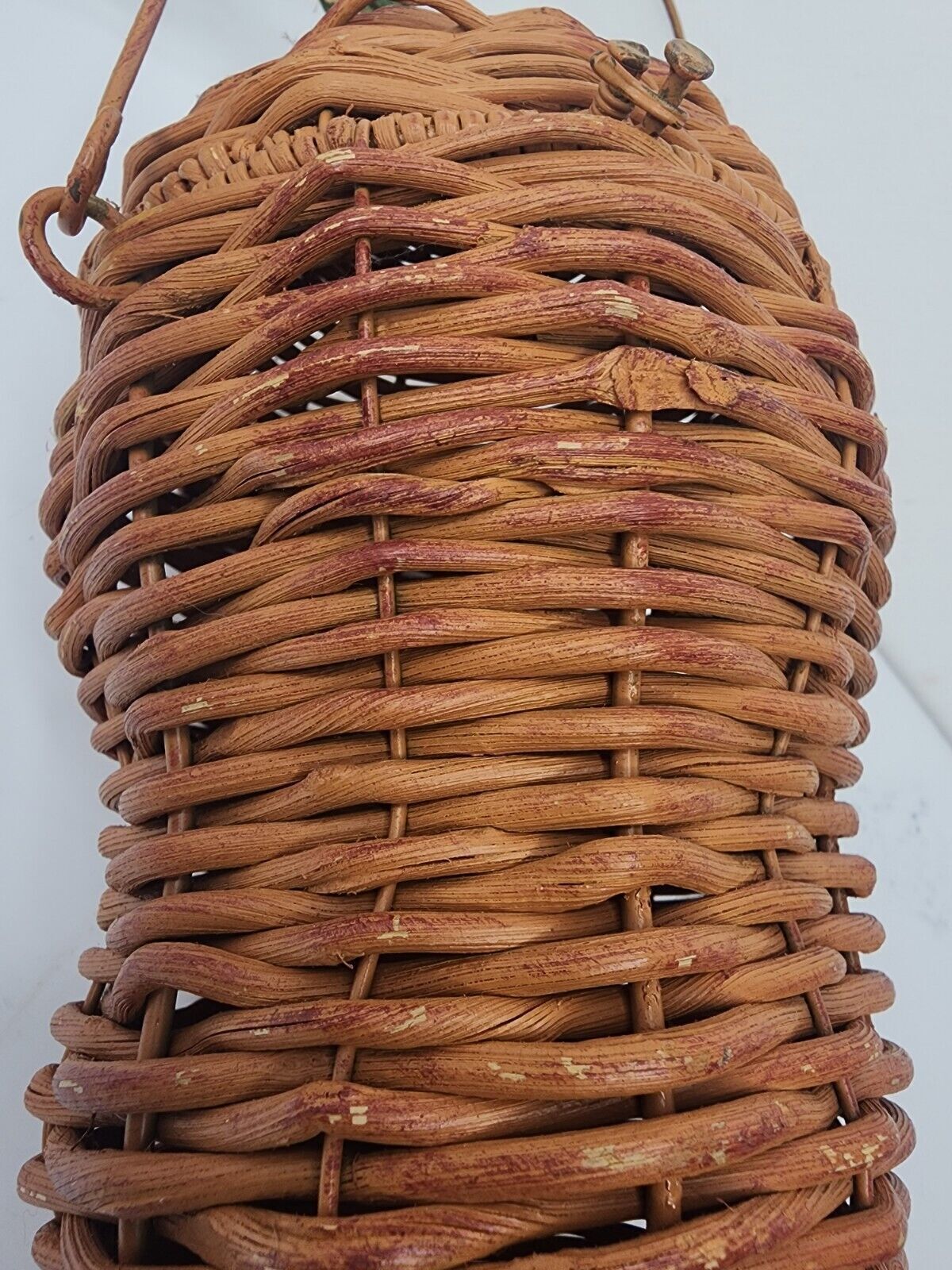Farmhouse woven Wicker Rustic Carrot Shaped basket 24 1/2” Long with Handle