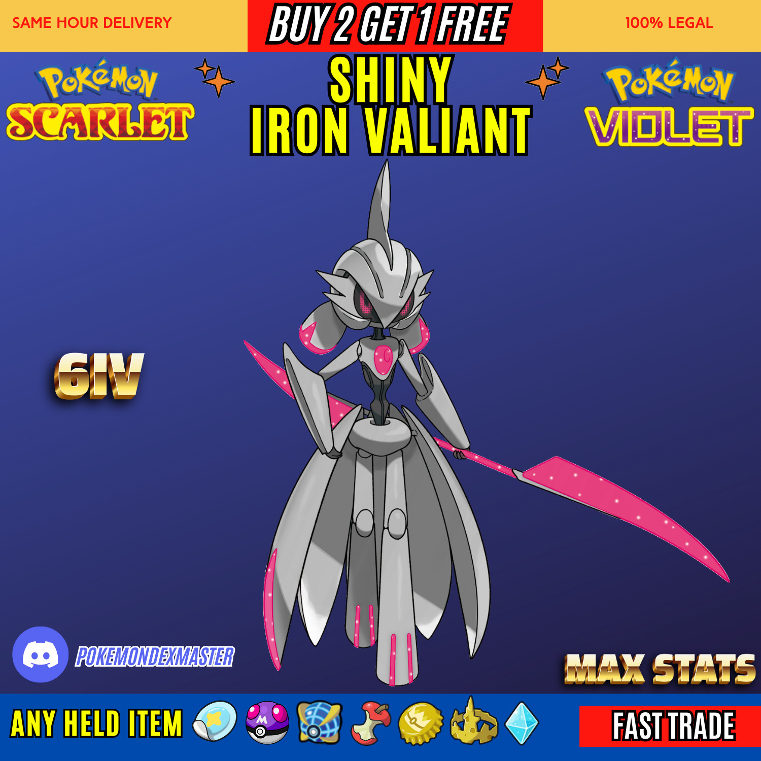 ✨SHINY IRON VALIANT ✨6IV ✨ - Pokemon Scarlet And Violet