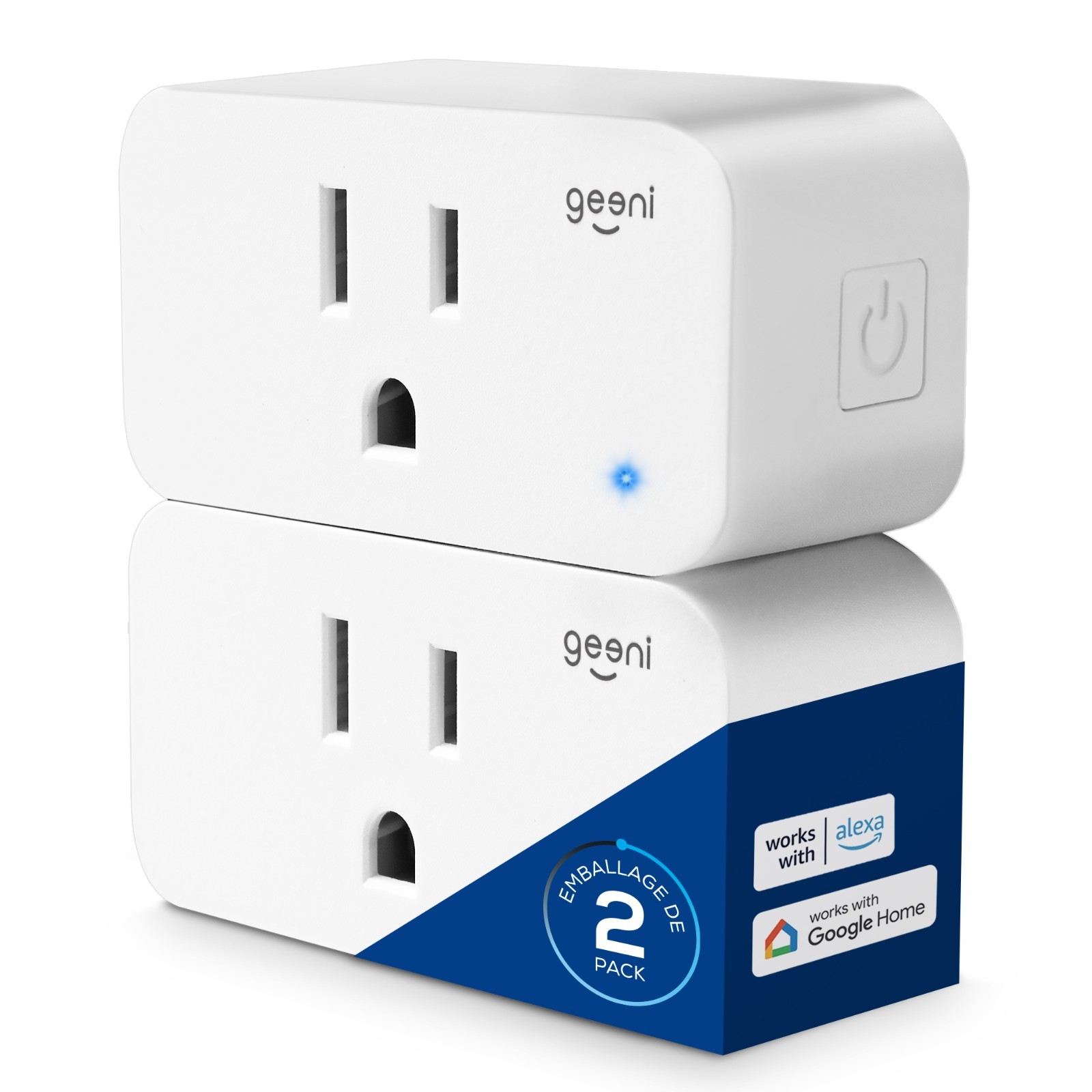 Geeni Smart Plug Mini WiFi Outlet 2-Pack – Alexa & Google Home Compatible