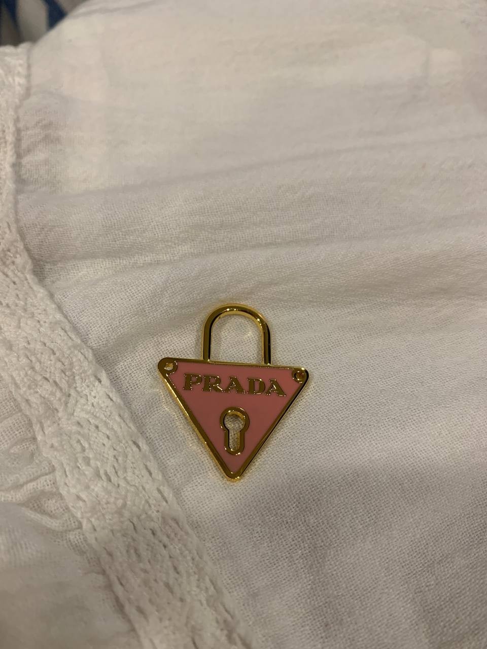 Prada Pink Enamel Triangle Lock Pendant Charm Replacement