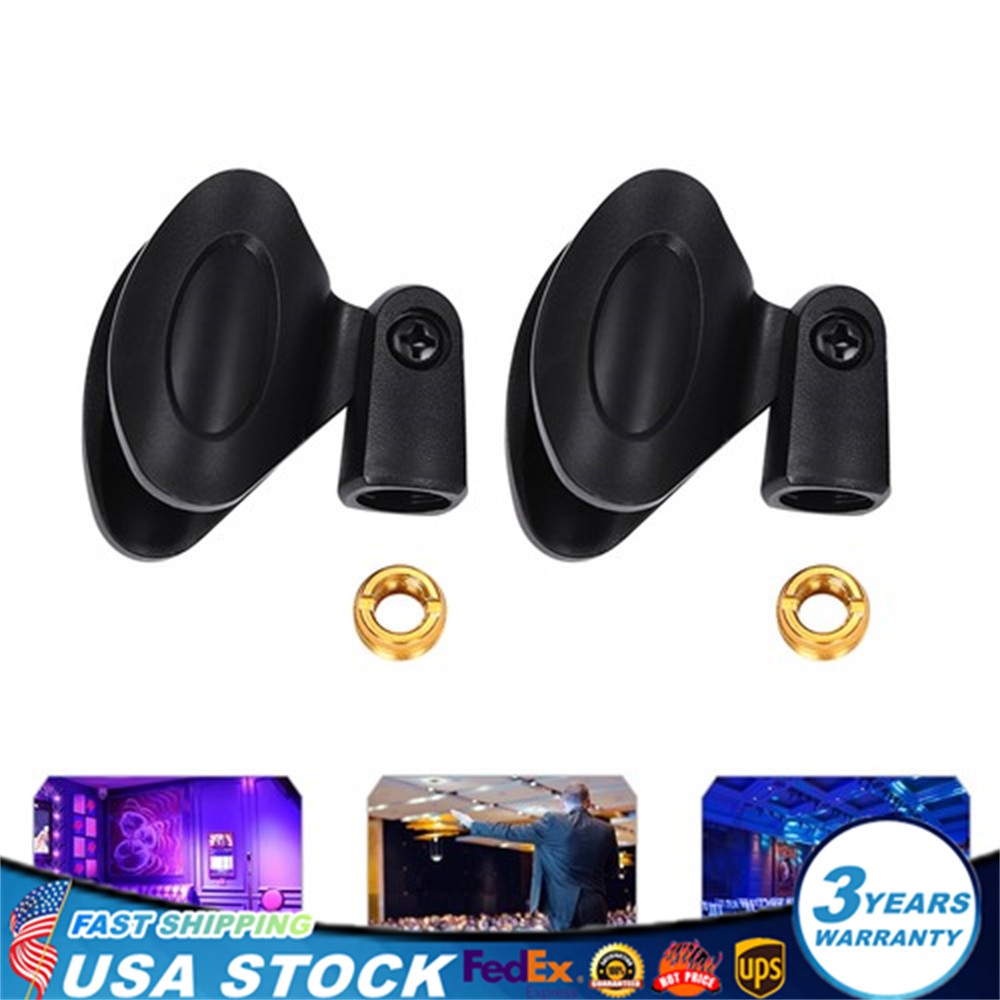 2Pcs Universal For Wired/ Wireless Mic Stand Microphone Clips Clamp Holder 180°