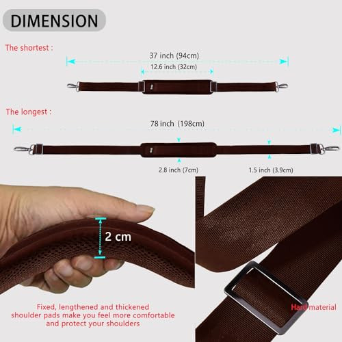 Shoulder Strap 78" Universal Handbag Strap with Ultra-thick Fixed Padded and