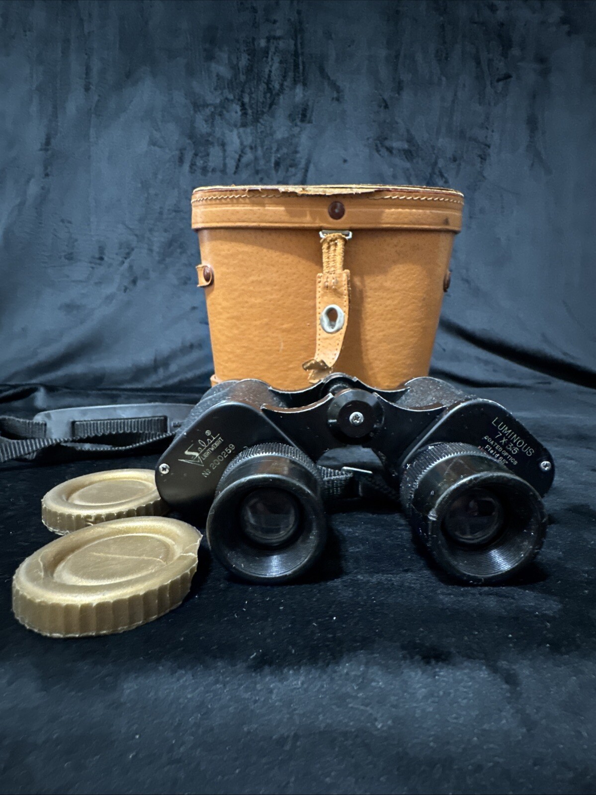 Vintage Selsi Luminous Lightweight 7X35 Coated Binoculars Japan W/ Case #200259