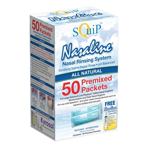 Squip Products Nasaline Soothing Saline Solution Pre-measured Packets 50 Count