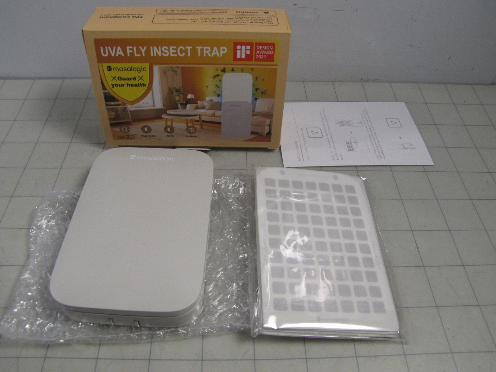 Mosalogic Plug-In UVA Flying Insect Trap Starter Fly Mosquito Fruit Flies Gray