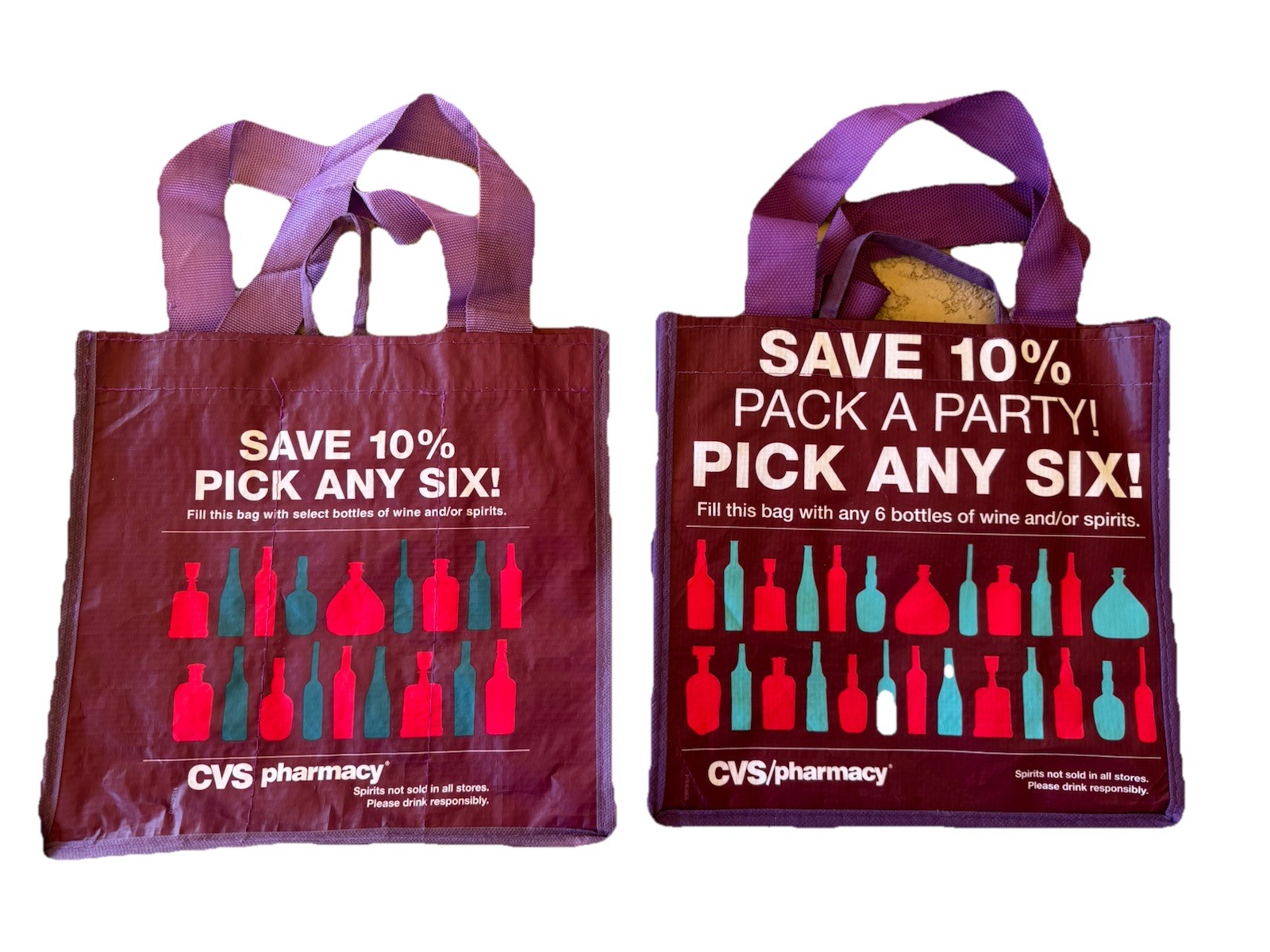 Pair Of 6 Bottle Wine Carrier Tote Bags Nylon Reusable Travel Bag