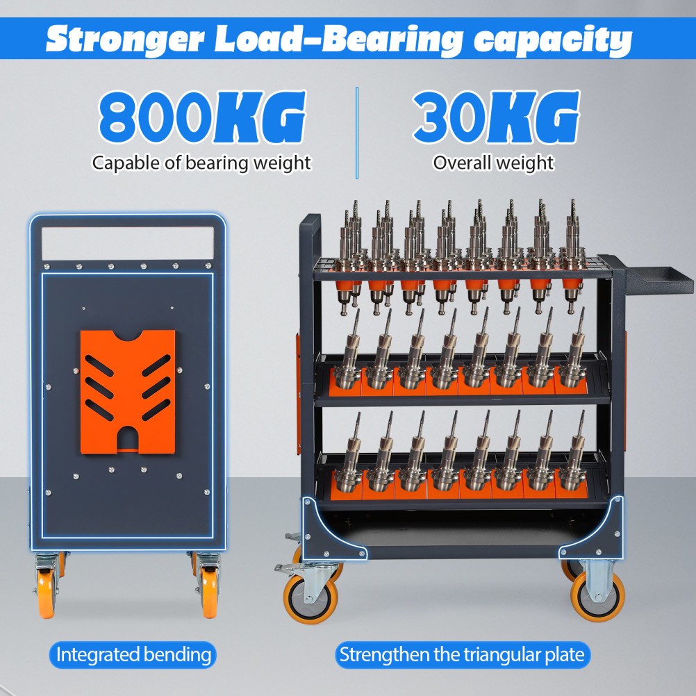 CNC Tool Cart CAT40 BT40 Tool Holder Storage 56 Capacity for CNC Machine Tools