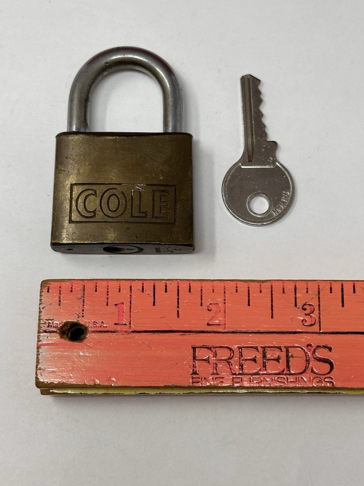COLE BRASS 1.5" LOCK with ORIGINAL KEY Works