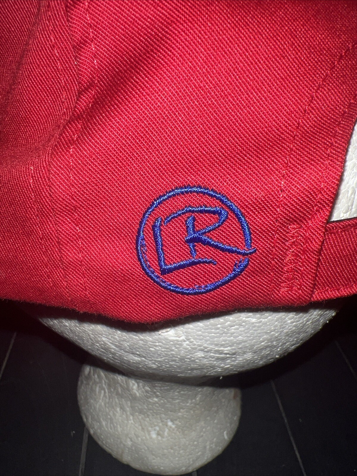 American Flag V over Yellow Star on Red Fabric on Navy Hat Cap Hook Loop EUC