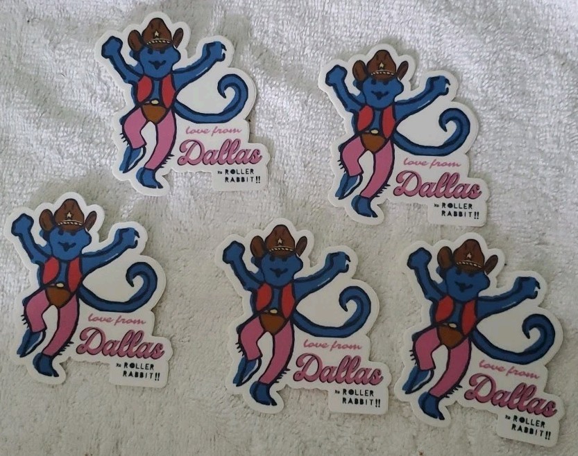 Lot of 5 Roller Rabbit Mas Monkey  Sticker Love From Dallas