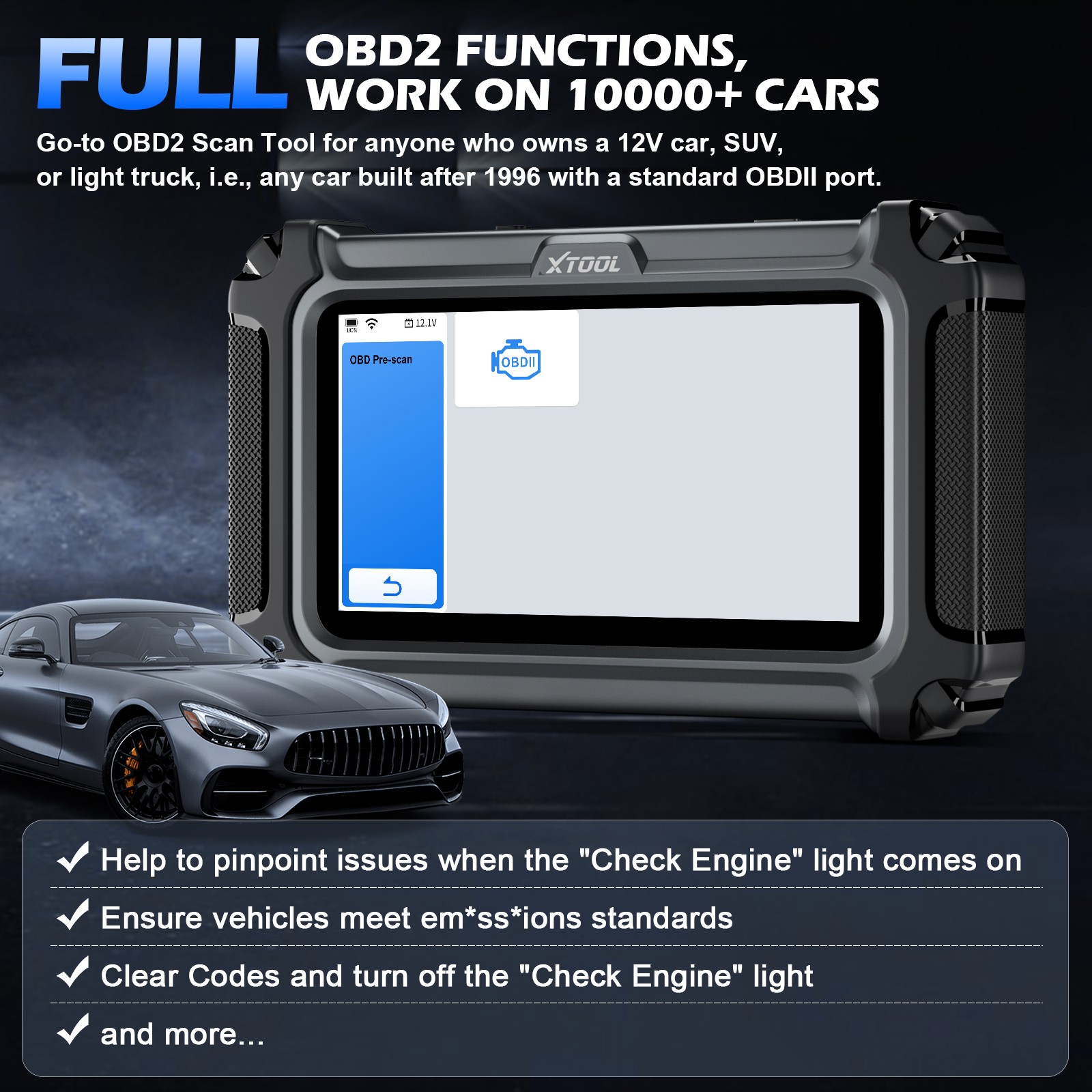 XTOOL D5 OBD2 Scanner Engine ABS SRS Transmission Diagnostic Tool Code Reader